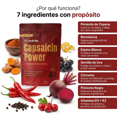 Cardivita® Capsaicina Activa en 60 capsulas  Apoyo diario para tu presión arterial y tu tranquilidad